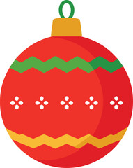 Festive Red Christmas Ornament with Green and Yellow Zigzag Design