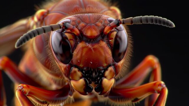 Extreme close-up of a wasp's head