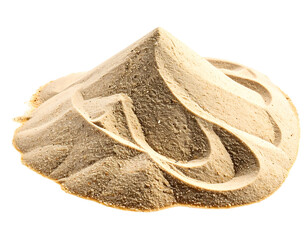 Light beige mound of sand, sculpted into a loose, uneven pile