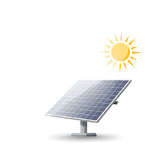 A solar panel tilted towards the sun, representing renewable energy and environmental sustainability.