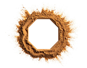 Octagon frame of spice powder on white background
