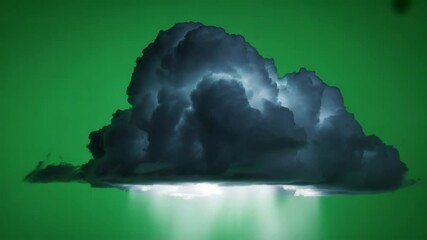Dramatic rain cloud formation over a vibrant green screen for weather reports or special effects, perfect for compositing and motion graphics projects