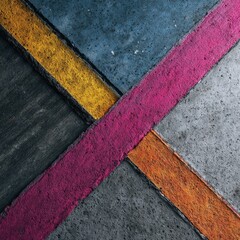 Abstract concrete pavement with vibrant color accents