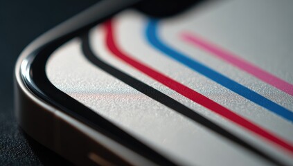 Close-up of a smartphone screen with colorful lines