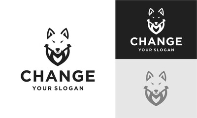 Fox Vector Symbol, Fox Sign or Logo Template. Simple Modern Creative Fox Animal Face Design Concept. Isolated.