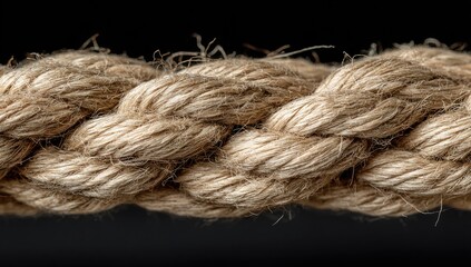 Close-up of a beige rope against black background