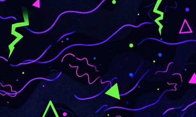 Abstract neon pattern on dark background