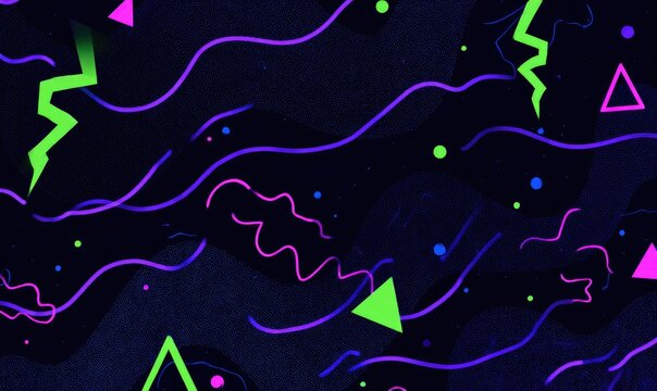 Abstract neon pattern on dark background