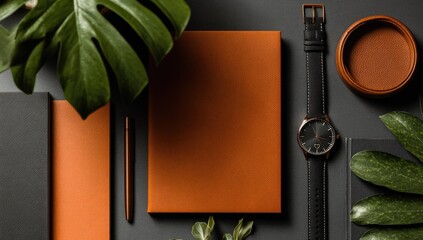 Flat lay of minimalist stationery and accessories