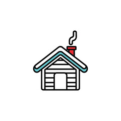 Cozy Cabin Icon Illustration house home cottage wood smoke chimney simple design vector graphic element building residential structure