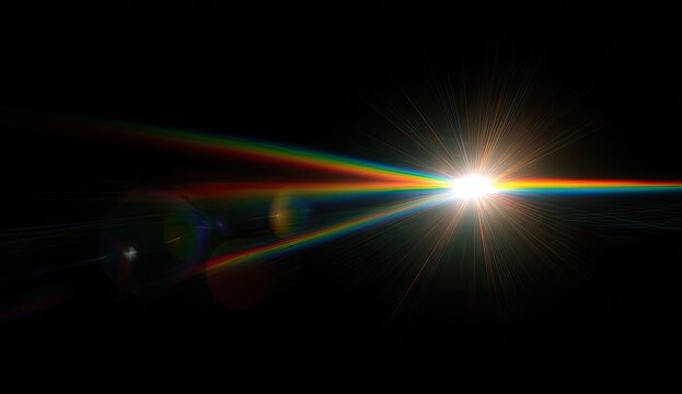 Colorful lens flare on black background