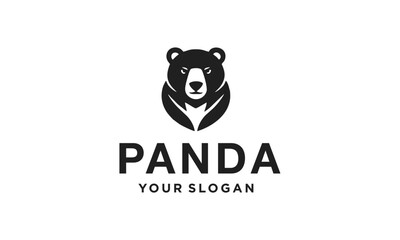 Panda Vector Symbol Panda Sign or Logo Template. Simple Modern Creative Panda Animal Face Design Concept. Isolated.