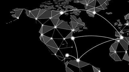 Global Network Connecting Continents World Map with Points of Connection