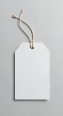 Elegant Price Tag on Gray Surface: A pristine, minimalist price tag, delicately suspended on a soft, gray surface, ready to convey your message with understated sophistication. 