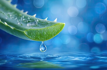 Aloe vera leaf with water droplet