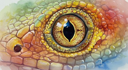 Fototapeta premium Closeup lizard eye colorful scales
