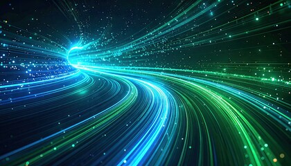 Obraz premium Abstract digital tunnel, glowing lines, swirling path