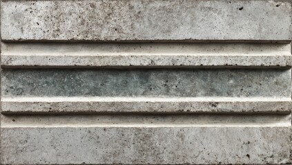 Textured concrete slab with horizontal grooves.  Light gray concrete, slightly mottled, with three horizontal channels. A subtle, greenish-gray, metallic tint in center channel
