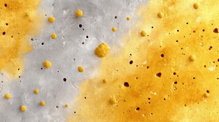 Abstract Yellow and Silver Textured Painting with Spherical Accents Artistic Background