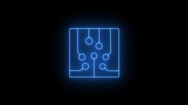Neon Glowing Circuit Icon Animation Video for Cutting-Edge Digital Technology, Innovation, Futuristic Motion Graphics, and High-Tech Visual Effects