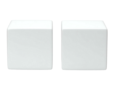 Two white square objects, side-by-side