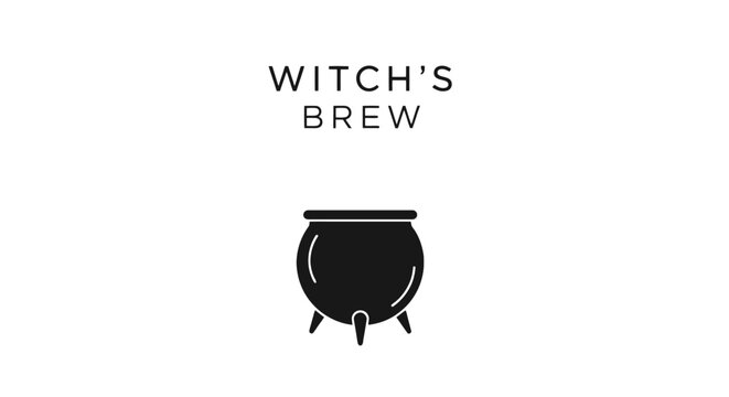 Minimalist Witch's Brew Illustration for Halloween Invitations, Decorations, and Themed Event Designs, suitable for Halloween-themed digital art or promotional materials.