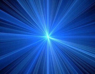 Radiant blue light rays burst from a central point, radiating outwards across a dark background