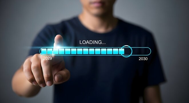 Understanding the future technology progress bar from year to year loading concept design