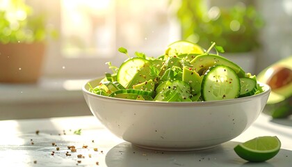 Fresh avocado and cucumber salad in a bowl (1)