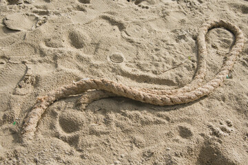 Ship rope waste on the beach.