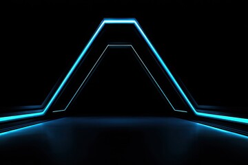 Dark, futuristic archway with neon blue light
