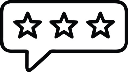 Three Star Rating Speech Bubble Icon for Feedback and Reviews