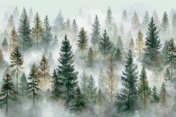 Obraz premium Misty forest landscape (3)
