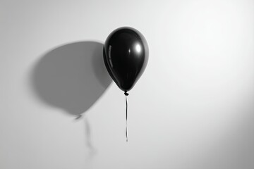 A black balloon against a plain white background