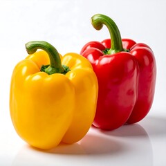 Two vibrant peppers, yellow and red