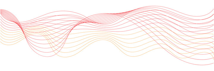 Abstract curvy line art wavy flowing dynamicsound, wave, wind, information flow. Twisted curve lines and blend effect. Clean white background, with wave line with sense of motion and fluidity.