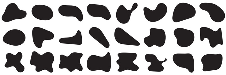 Organic amoeba blob shape abstract pastel color with line vector illustration isolated on transparent background. Abstract blob and amoeba figure