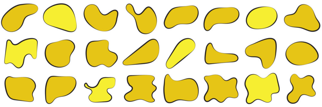 Organic amoeba blob shape abstract pastel color with line vector illustration isolated on transparent background. Abstract blob and amoeba figure