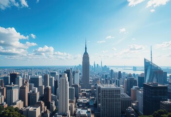 Fototapeta premium Skyline Symphony A Harmony of Buildings Reaching for the Summer Sky s Light