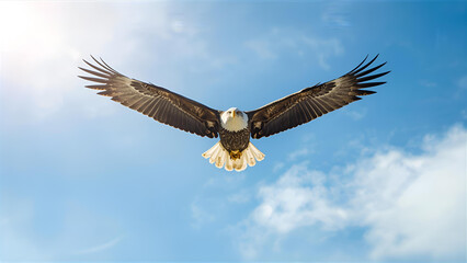 Fototapeta premium an eagle flying in the clear blue sky