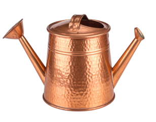 Copper watering can with hammered texture