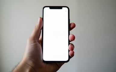 Hand showing empty screen of smartphone. High quality