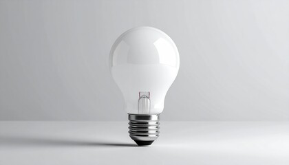 Opaque light bulb on a plain surface, showcasing a smooth, simple, and luminous design against a soft, muted backdrop