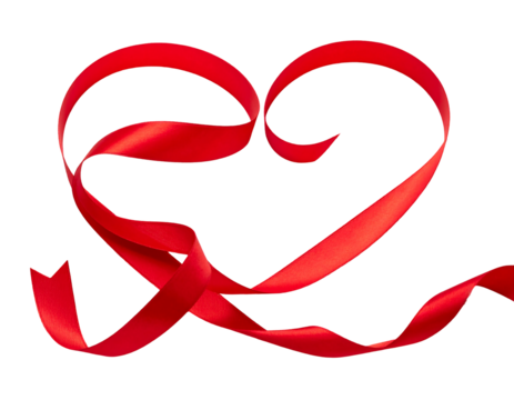 Red ribbon heart shape on black background (1) - Powered by Adobe