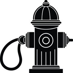 Firefighter vector Silhouette illustration hydrant silhouette with attached hose