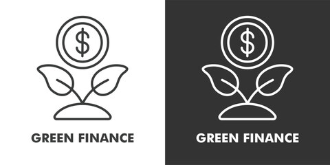 Green Finance Icon Filled Outline Vector Illustration in Black and White