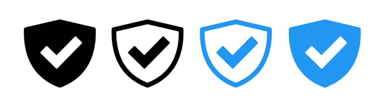 Vector icon of a shield with a check mark. symbol, protection, security, protected