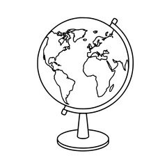 Globe world map earth geography outline illustration
