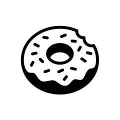 Fototapeta premium Bitten donut simple line drawing sweet treat delicious snack bakery item