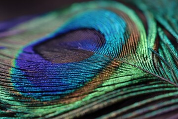 Fototapeta premium Close-up view of a peacock feather